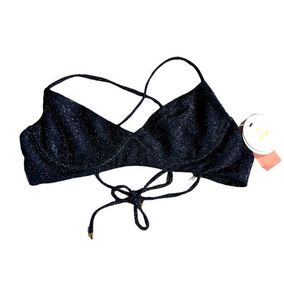 PQ Swim Top Medium Evie Sapphire Underwire Bikini Bralette Sparkle Strappy PilyQ - Picture 2 of 5